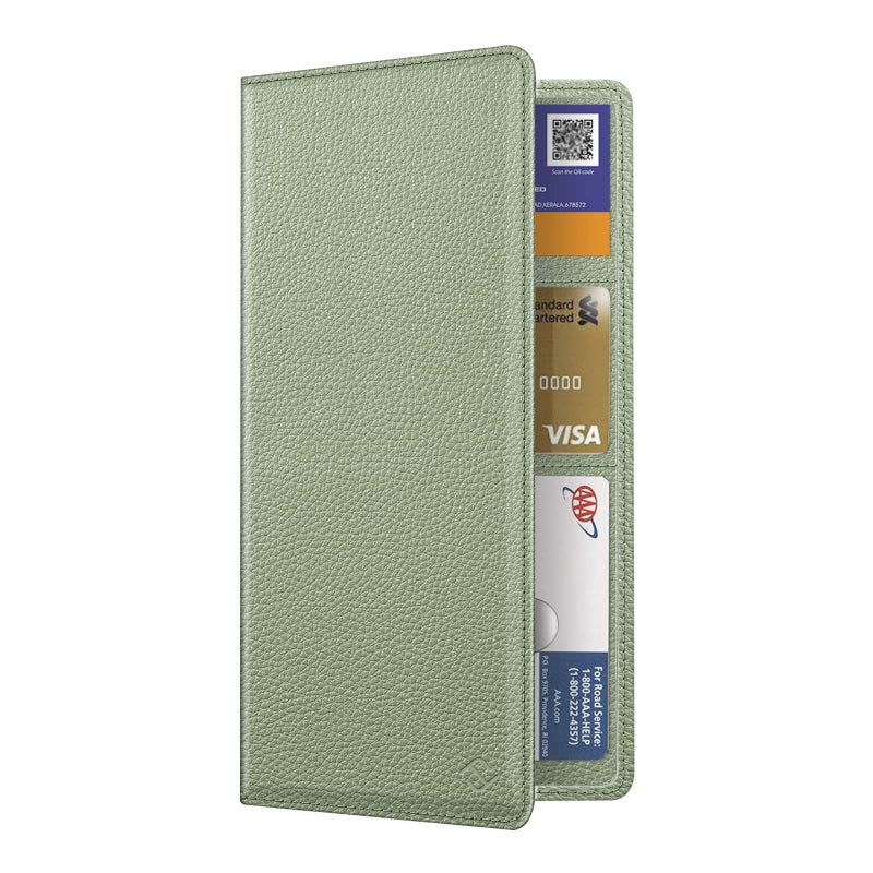 FINPAC Car Registration and Insurance Card Holder, Vehicle Glove Box Card Organizer Wallet, Automobile Accessories for Documents, License, Sage Green - Image 1