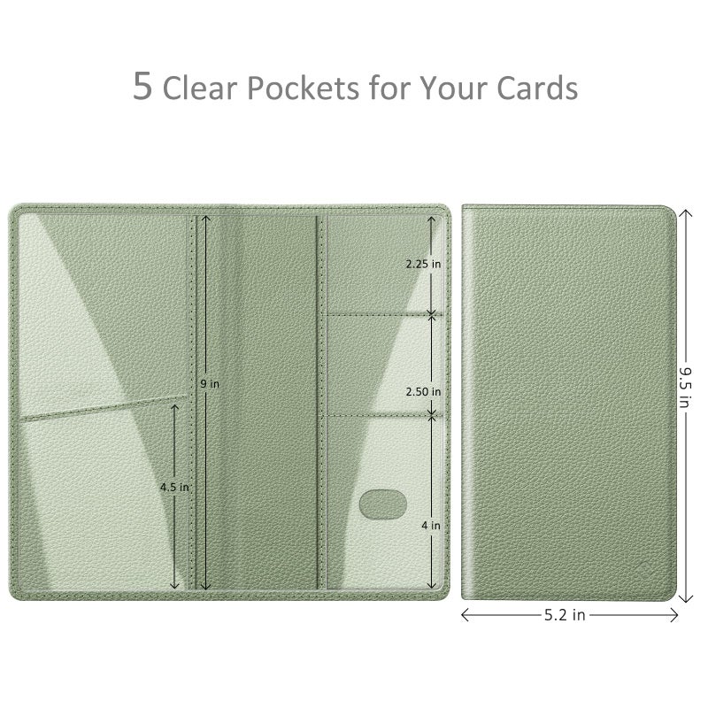FINPAC Car Registration and Insurance Card Holder, Vehicle Glove Box Card Organizer Wallet, Automobile Accessories for Documents, License, Sage Green - Image 2