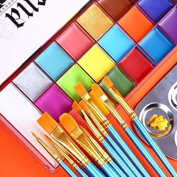 UCANBE Face Body Paint Set Athena Painting Palette 10 Professional Artist Brushes Large Deep PanIdeal for Halloween Cosplay Party SFX Arty Stage Makeup NonToxic Facepaints for Adults and Kids - Image 3