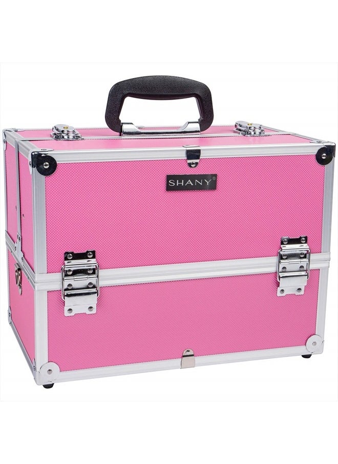 Shany Essential Pro Makeup Train Case with Shoulder Strap and Locks - Pink  - Image 1