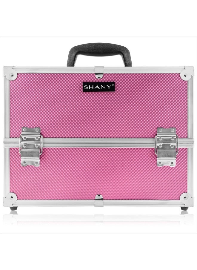 Shany Essential Pro Makeup Train Case with Shoulder Strap and Locks - Pink  - Image 2