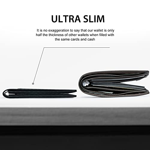 GSOIAX Slim Wallet for Men RFID Blocking Bifold Wallet Carbon Fiber Front Pocket Wallet with 11 Card Holder Minimalist Mens Wallet with Gift Box(Carbon Black-) - Image 2