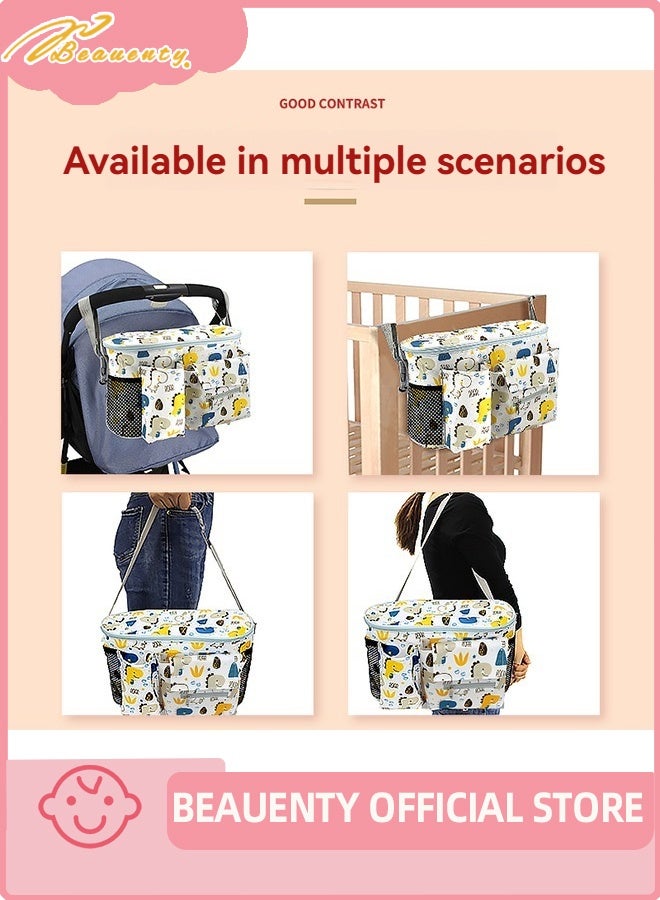 بيوينتي حقيبة الحفاضات ، متعددة الوظائف الكبيرة القدرة عربة معلقة حقيبة - أمي حقيبة الظهر للطفل الأساسيات ، منظم تخزين السفر - Image 2
