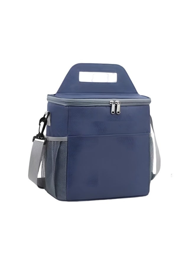 توشيونيكس حقيبة غداء معزولة – مقاومة للتسرب وصديقة للبيئة – مصنوعة من قماش أوكسفورد الحراري – سعة 8.5 لتر – مدمجة ومتينة – مزودة بحزام كتف ومقبض – متعددة الجيوب للتنقل والعمل والمدرسة – فتاحة زجاجات مرفقة – ألوان: أسود، رمادي، أزرق - Image 1