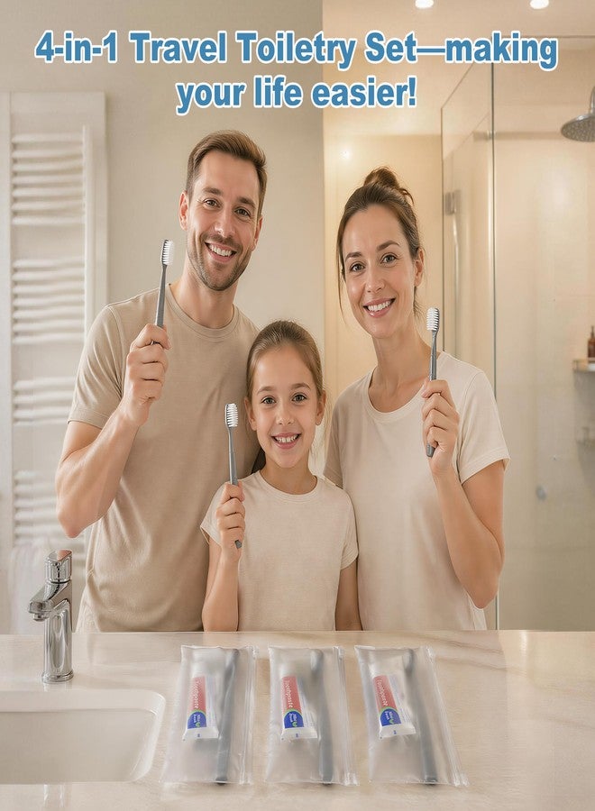 Kocpudu Toothbrush and Toothpaste Set, Bulk Travel Toothbrush Kit, Bulk Hygiene Kit with Floss Picks, Toothbrush Cover, Individually Packaged, Suitable for Travel, Home, and Hotels (5-Pack - Image 2