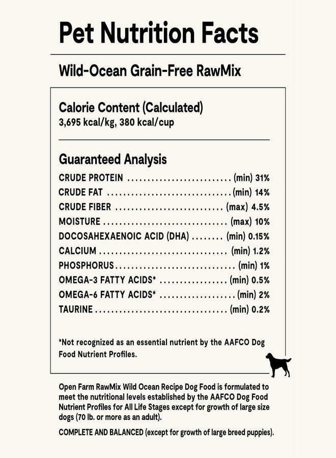 Open Farm أوبن فارم، طعام جاف للكلاب خالٍ من الحبوب، رو ميكس، حبيبات غنية بالبروتين مغلفة بمرق العظام مع قطع مجففة بالتجميد، سمك السلمون الأبيض وسمك الصخور، وصفة المحيط البري، كيس 3.5 رطل - Image 5