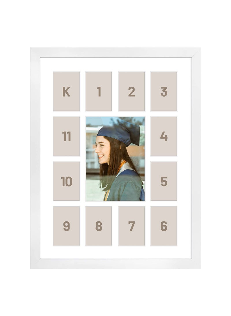 Golden State Art Golden State Art 12x16 White Wood Frame  13 Opening White Mat  Collage Frame  Real Glass Great for Childrens Photos Displaying Collection Cards Landscape Portrait Makes a Good Gift 1 Pack 