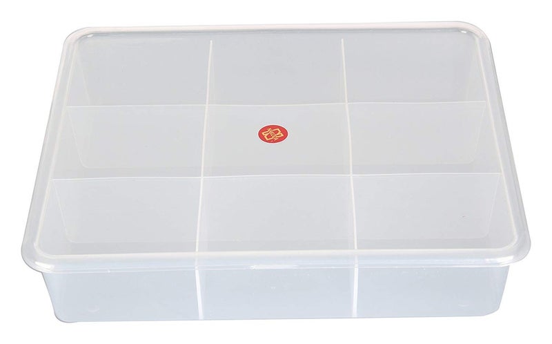 SHOPATHON INDIA 9 Grids High Thickness Plastic Multipurpose Rectangular Storage Box with Tight Lid - Small - Image 1