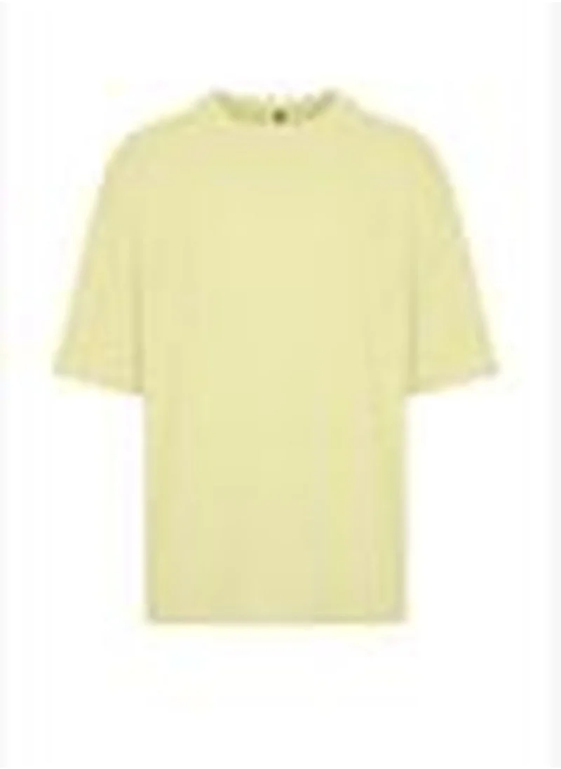 trendyol Men's Yellow Oversize/Wide-Fit Basic 100% Cotton T-Shirt