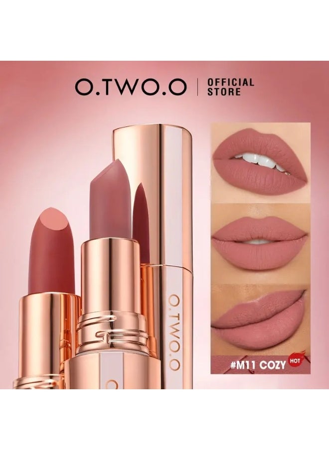 O.TWO.O O.TWO.O Matte Velvet Lipstick for Girls | Waterproof Non-Stick Cup Long-Lasting Lip Gloss Korean Makeup Must-Have OTWOO Lipsticks [M11 COZY]  - Image 1