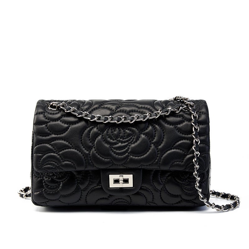 Camellia Genuine Leather High-End Chain Bag Small Fragrance Style Shoulder Crossbody Bag Sheepskin Fashion Commuting Women'S Bag - Image 4