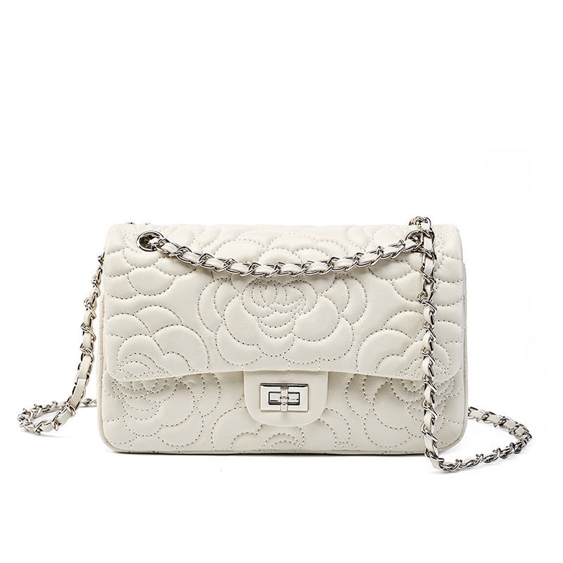 Camellia Genuine Leather High-End Chain Bag Small Fragrance Style Shoulder Crossbody Bag Sheepskin Fashion Commuting Women'S Bag - Image 3