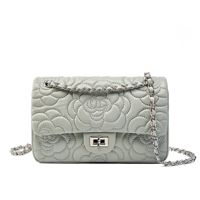 Camellia Genuine Leather High-End Chain Bag Small Fragrance Style Shoulder Crossbody Bag Sheepskin Fashion Commuting Women'S Bag - Image 5