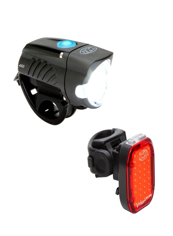 NiteRider Swift 450 + Vmax+ 180 Front & Rear Bike Light Combo 450 Lumen Front & 180 Lumen Rear Lights USB-C Rechargeable Lightweight IP64 12 Total Modes for Bike Safety Commuting Bicycle Night Riding - Image 1