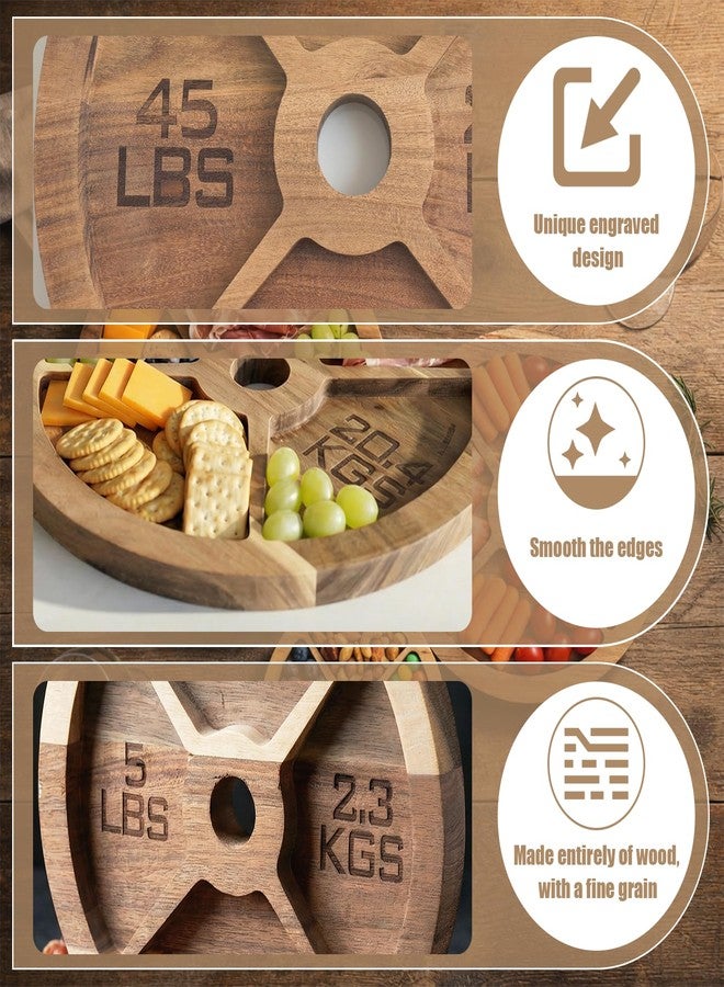 طبق خشبي للأوزان من DAUCHVNY، لوح تقديم للجبن والجبن (13 بوصة) - طبق تقديم مبتكر على شكل قضيب حديدي رياضي - هدايا رياضية مضحكة للرجال ولاعبي كمال الأجسام ورافعي الأثقال (45 رطلاً (لا يزن 45 رطلاً)) - Image 3
