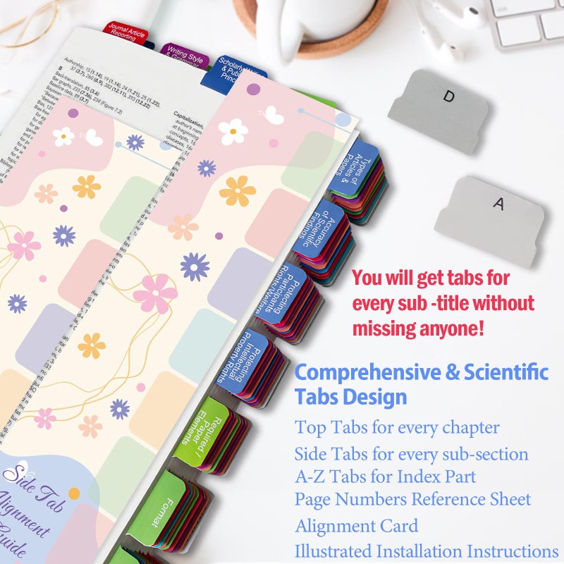 Ubenic Index Tabs for The APA Publication Manual 7th Edition, Book Tabs of The American Psychological Association (Book not Included), 82 Printed Tabs for Every Chapter, Laminated & Color-Coded - Image 2