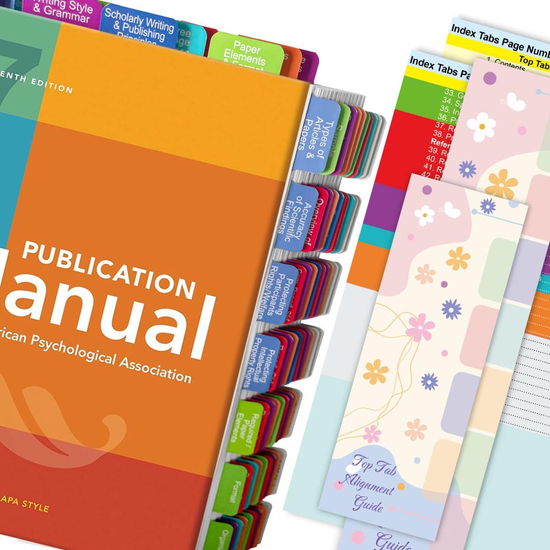 Ubenic Index Tabs for The APA Publication Manual 7th Edition, Book Tabs of The American Psychological Association (Book not Included), 82 Printed Tabs for Every Chapter, Laminated & Color-Coded - Image 1