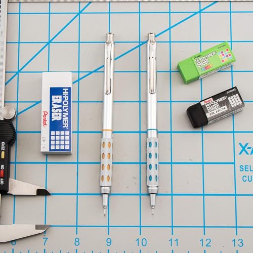 Pentel بنتيل جراف جير 1000 0.3 مم قلم رسم ميكانيكي | مشبك معدني مع آلية قابلة للسحب | مقبض مزدوج من المعدن والمطاط | عبوة من 1 | فضي وبني (PG1013) - Image 2