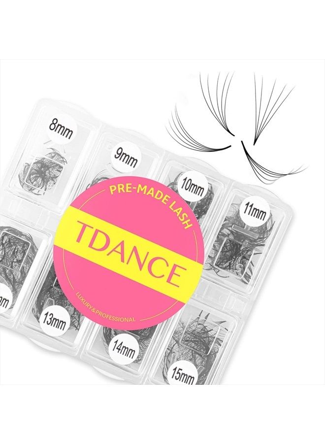 TDANCE 600 Fans Premade Fans Eyelash Extensions 8-15mm Mixed Length Pre Made Fans Lash Extensions 5D 8D 10D 12D 14D 16D 24D Handmade Promades Eyelash Fans C/D Curl Loose Fans(600-5D-0.07-C-8-15mm) - Image 1