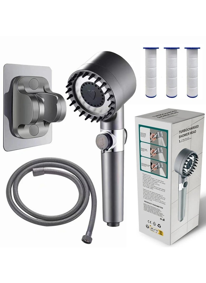 ABJ - Shower Head with Handheld, Shower Heads High Pressure, High Flow Even with Low Water Pressure Held Showerhead Set, Filtered Showerhead with hose 60", Bracket, Rubber Washers, and with three Filters - Image 1