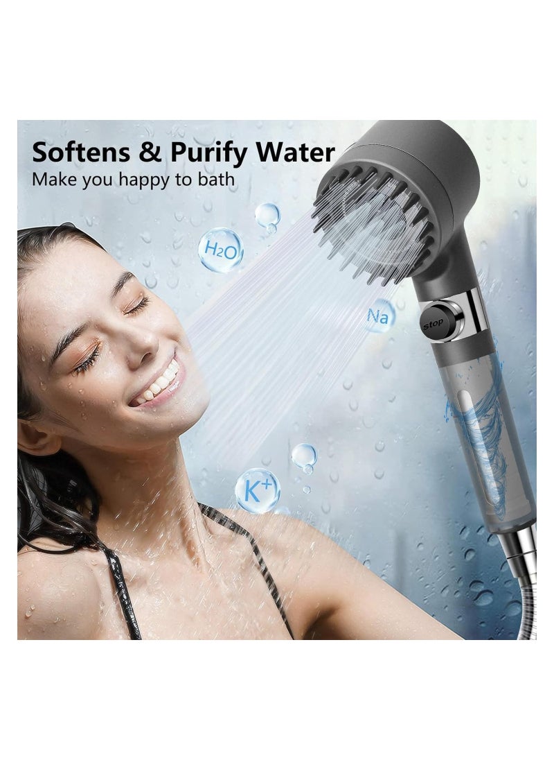 ABJ - Shower Head with Handheld, Shower Heads High Pressure, High Flow Even with Low Water Pressure Held Showerhead Set, Filtered Showerhead with hose 60", Bracket, Rubber Washers, and with three Filters - Image 1