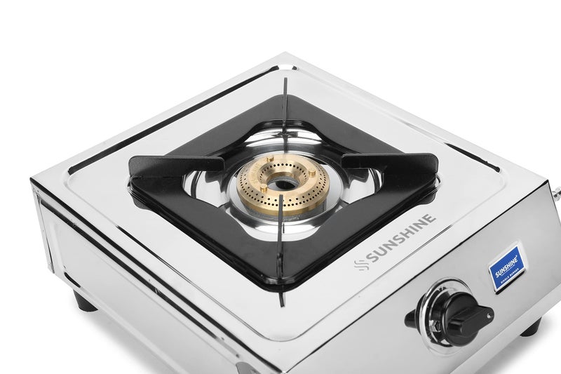 Sunshine SINGLE BURNER Oscar Manual Ignition, 1 Burner Stainless Steel Body, 1 Brass Burner Gas Stove with 2 Year Home Service Warranty (Silver) - Image 5