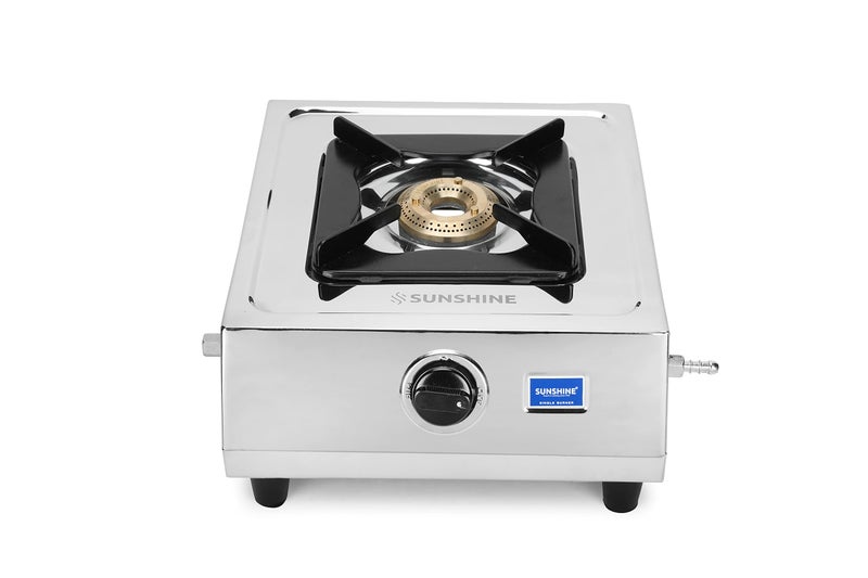 Sunshine SINGLE BURNER Oscar Manual Ignition, 1 Burner Stainless Steel Body, 1 Brass Burner Gas Stove with 2 Year Home Service Warranty (Silver) - Image 2