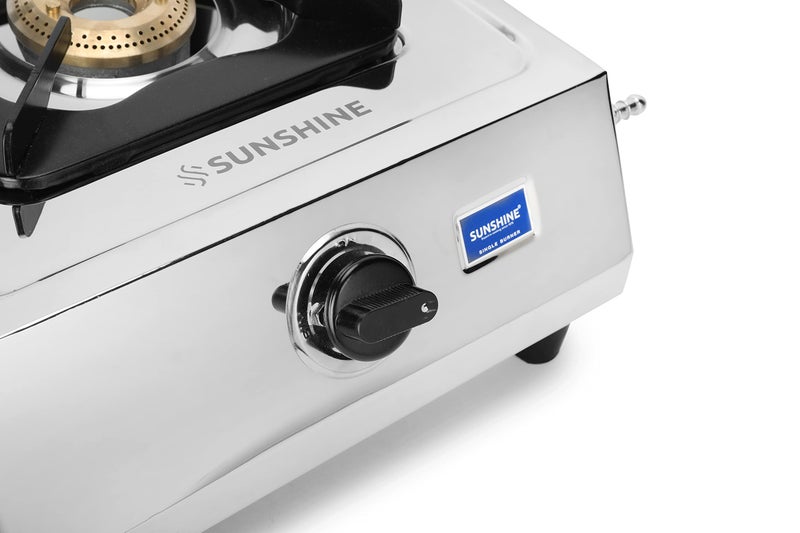 Sunshine SINGLE BURNER Oscar Manual Ignition, 1 Burner Stainless Steel Body, 1 Brass Burner Gas Stove with 2 Year Home Service Warranty (Silver) - Image 4