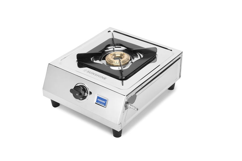 Sunshine SINGLE BURNER Oscar Manual Ignition, 1 Burner Stainless Steel Body, 1 Brass Burner Gas Stove with 2 Year Home Service Warranty (Silver) - Image 3