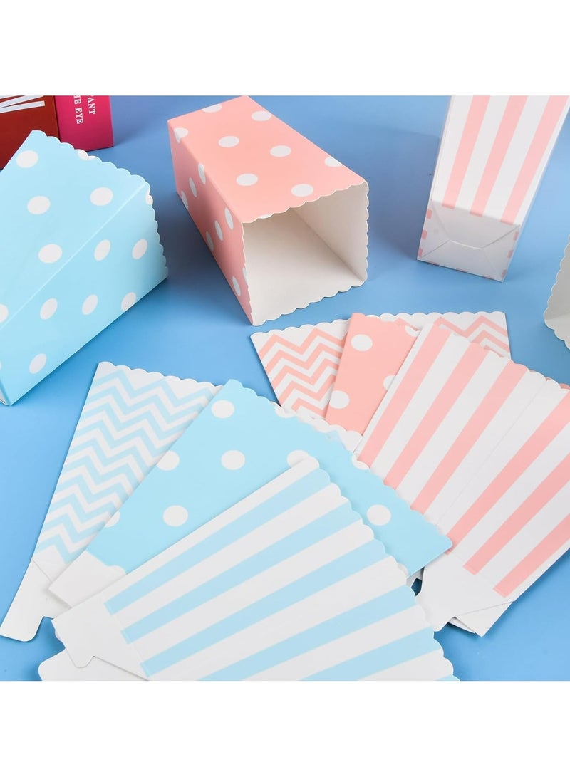 Oasisgalore Pack of 60 Popcorn Bags – Pink and Blue with Waves, Stripes, and Polka Dots  - Image 5