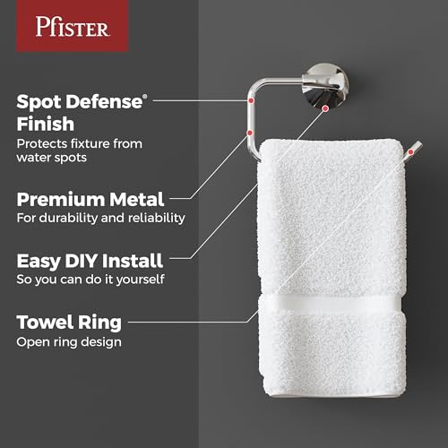 Pfister Willa Towel Ring Hand Towel Holder for Bathroom WallMounted ScrewIn Polished Chrome Finish BRBWLL0C - Image 3