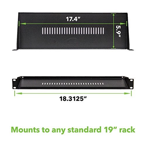 NavePoint Rack Mount Keyboard Shelf Shelves 19 Inch 1U Black 6 Inches (150mm) deep - Black - Image 2