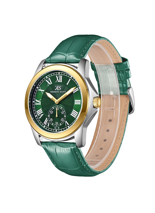 KENNETH SCOTT Men's Leather  Analog Watch K24018-TLHH - 42 mm  - Image 3