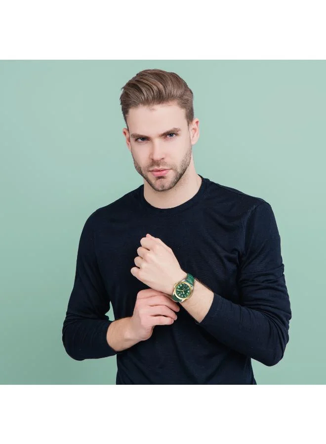 Kenneth Scott Green Men's Leather  Analog Watch K24018-TLHH - 42 mm for Men | Best Price UAE