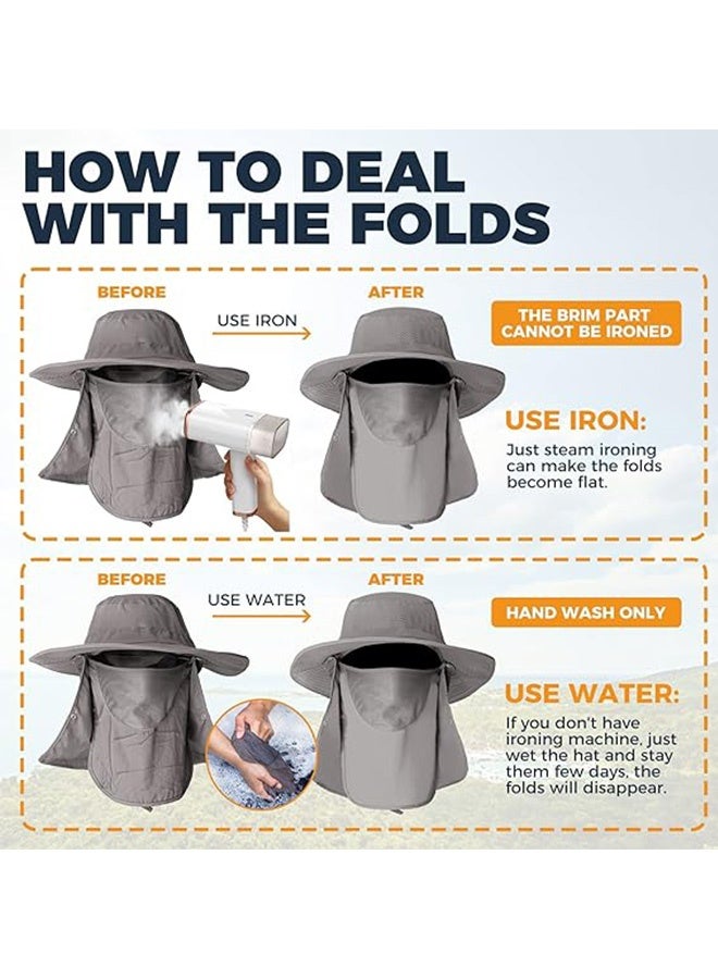 Quantum Sun Cap, 3 in 1 Sun Hat with Removable Neck Flap and Face Cover, UV Sun Protection Waterproof Bucket Hat for Fishing Hiking Camping - Image 5