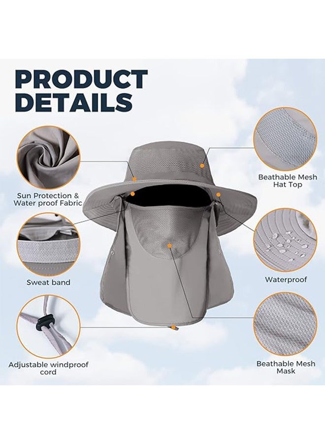 Quantum Sun Cap, 3 in 1 Sun Hat with Removable Neck Flap and Face Cover, UV Sun Protection Waterproof Bucket Hat for Fishing Hiking Camping - Image 3