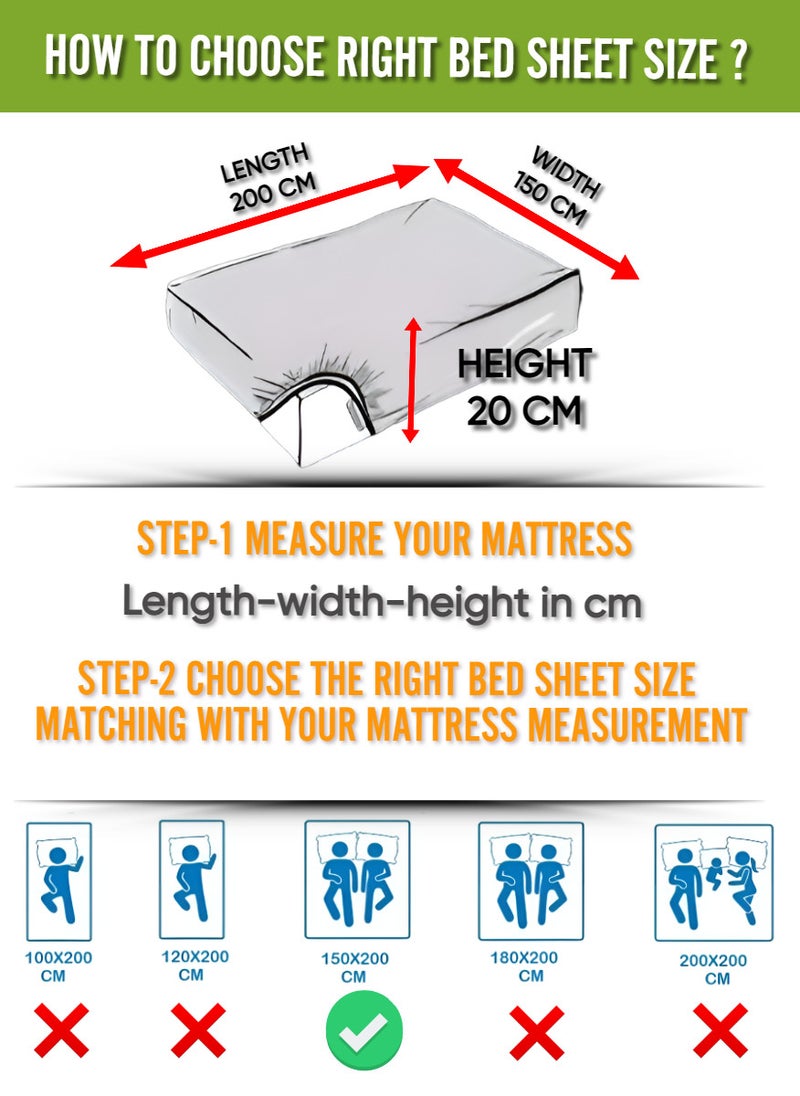 Blueberry Extra Deep Pocket Double Size Sheets Cotton 3 Piece Sheet Set 150x200+20cm - Image 5