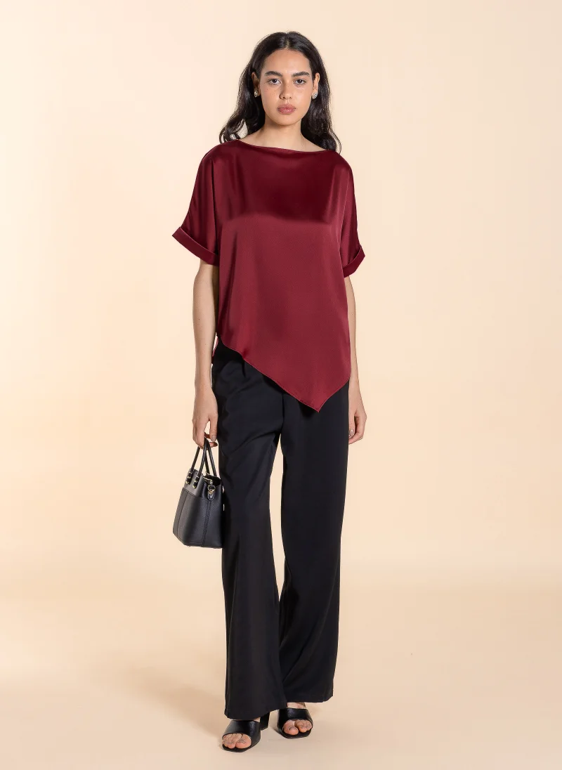 SHAPES DRAPED SATIN TOP