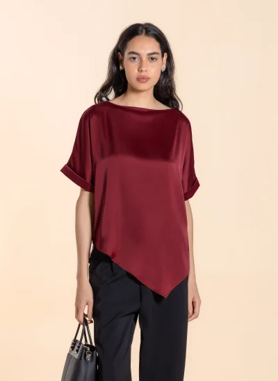 SHAPES DRAPED SATIN TOP
