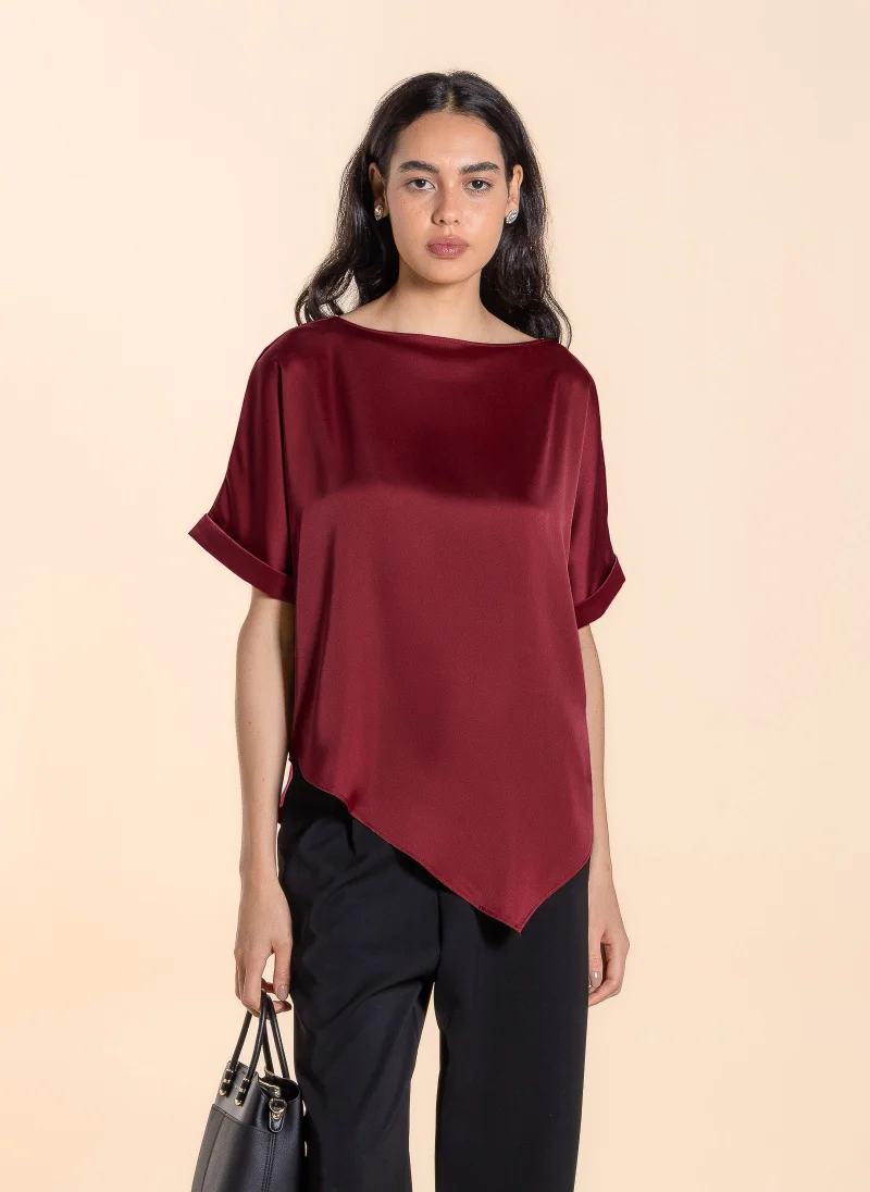 SHAPES DRAPED SATIN TOP