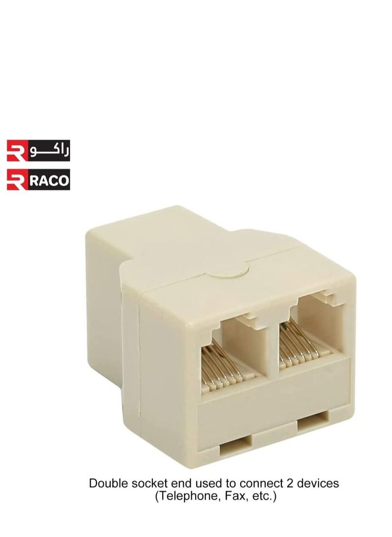 RACO Portable RJ45 Two Way Splitter Connector CAT5 CAT6 Ethernet Splitter Adapter Network Modular Plug for Computer