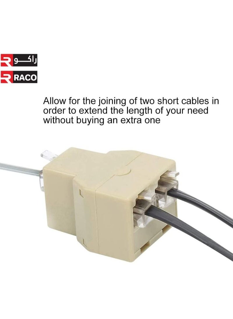 RACO Portable RJ45 Two Way Splitter Connector CAT5 CAT6 Ethernet Splitter Adapter Network Modular Plug for Computer
