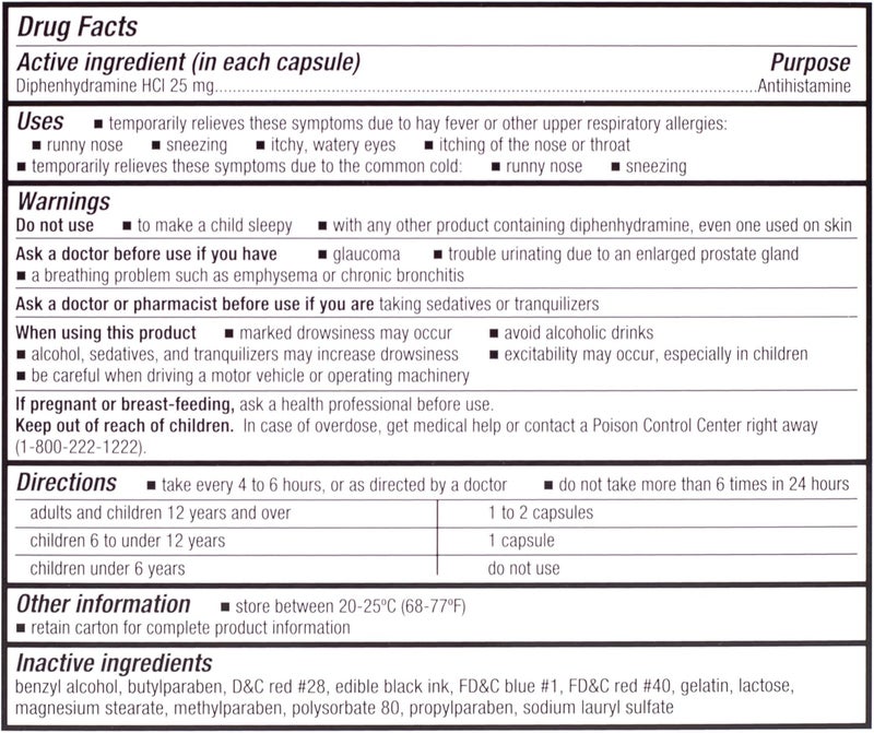 Quality Choice MultiSymptom Allergy Relief Capsules Antihistamine Diphenhydramine HCl 25mg Formula for Relief from Sneezing Runny Nose Itchy Eyes  Throat  24 Tablet Count - Image 2