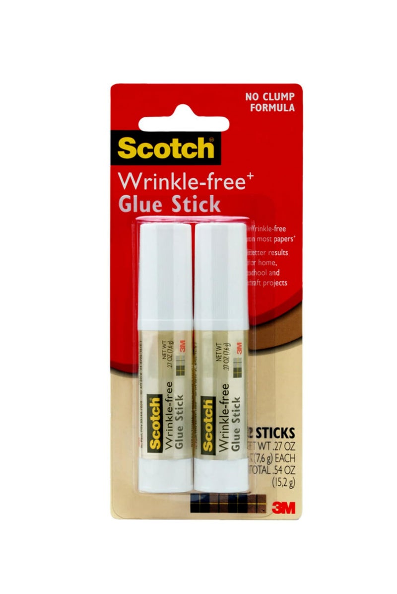 Scotch Wrinkle-Free Glue Sticks 6008WF-2, 2 Pack, .27 oz (7.65 g) Each, 36.00 per case - Image 1
