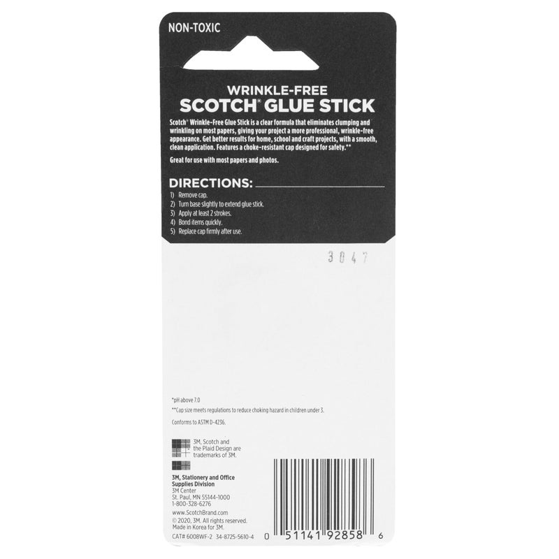 Scotch Wrinkle-Free Glue Sticks 6008WF-2, 2 Pack, .27 oz (7.65 g) Each, 36.00 per case - Image 3