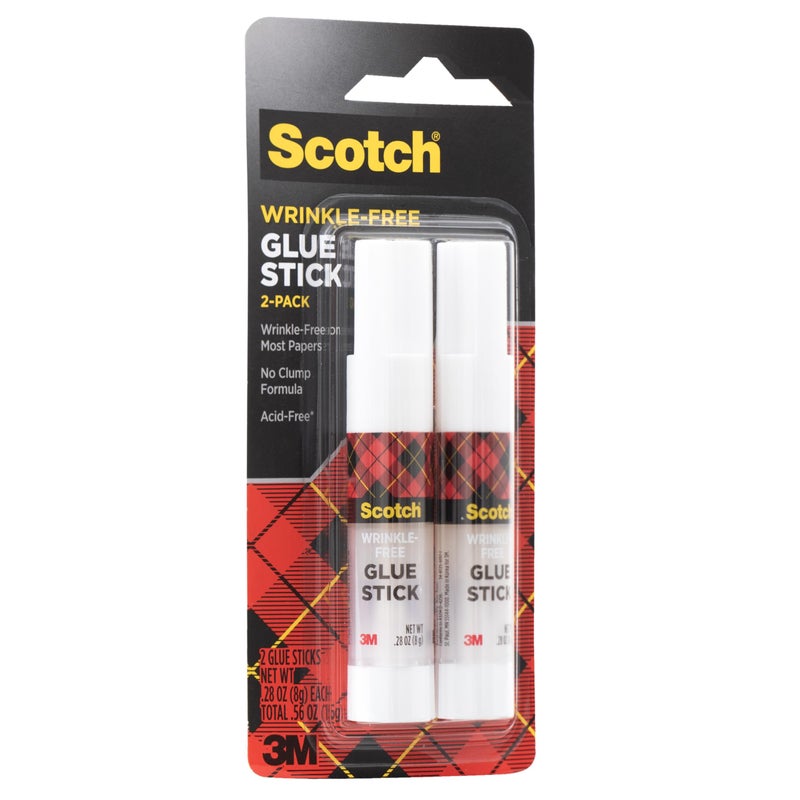 Scotch Wrinkle-Free Glue Sticks 6008WF-2, 2 Pack, .27 oz (7.65 g) Each, 36.00 per case - Image 2