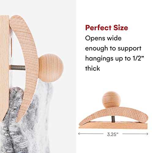 Precision Quilting Tools Classy Clamps Wooden Quilt Wall Hangers - 2 Large Clips (Light) and Screws for Tapestry and Wall Hangings - Quilt Rack - Image 3