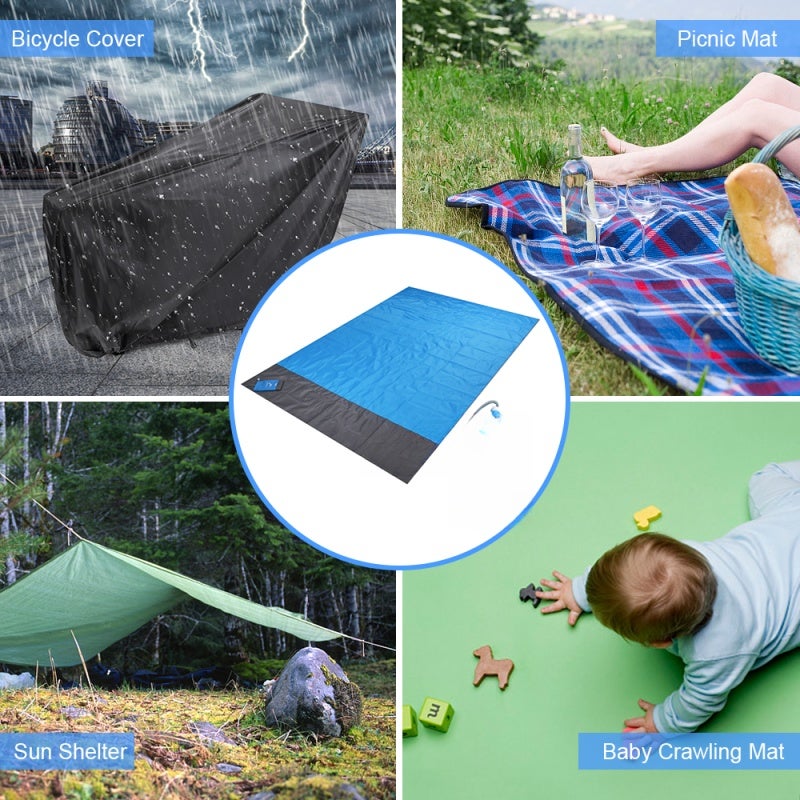 Wellhouse Multifunctional Blanket 140*200cm Rip-Stop Polyester With Water-Resistant Tpu Coating - Super Light Compact With Storage Sack Sun Shade For Outdoor Camping Picnic Beach Family Gathering - Image 4