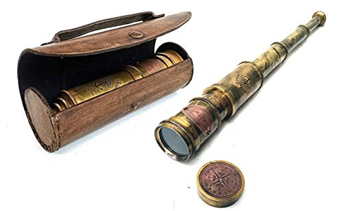 ALADEAN Scout Regiment Brass Telescope 19 London 1940 Broadhurt Clarkson Antique Replica Spyglass Scope High Resolution DF Lens Brilliant Magnification Scout 19 - Image 1