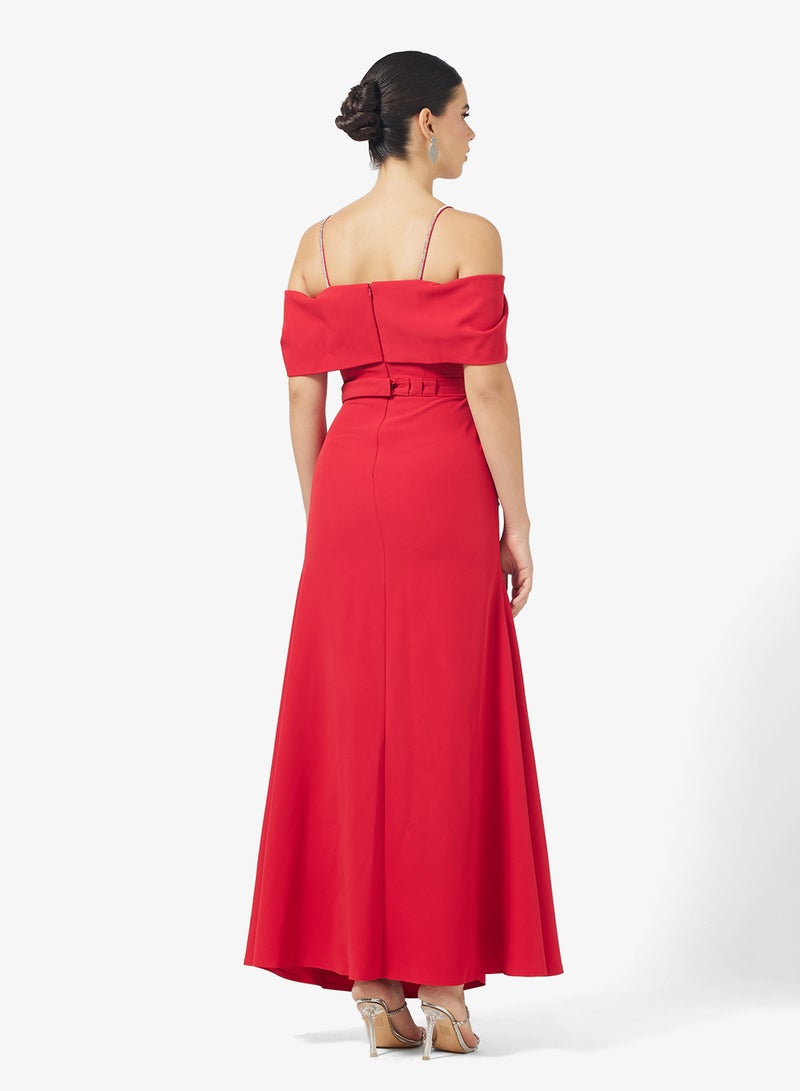 نمشي x فستان حورية البحر بكتف مكشوف وتفاصيل مجمعة - Image 2